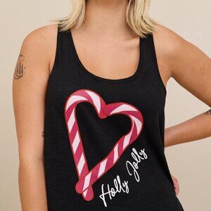 Torrid Black Tank Top with Red Candy Cane Heart